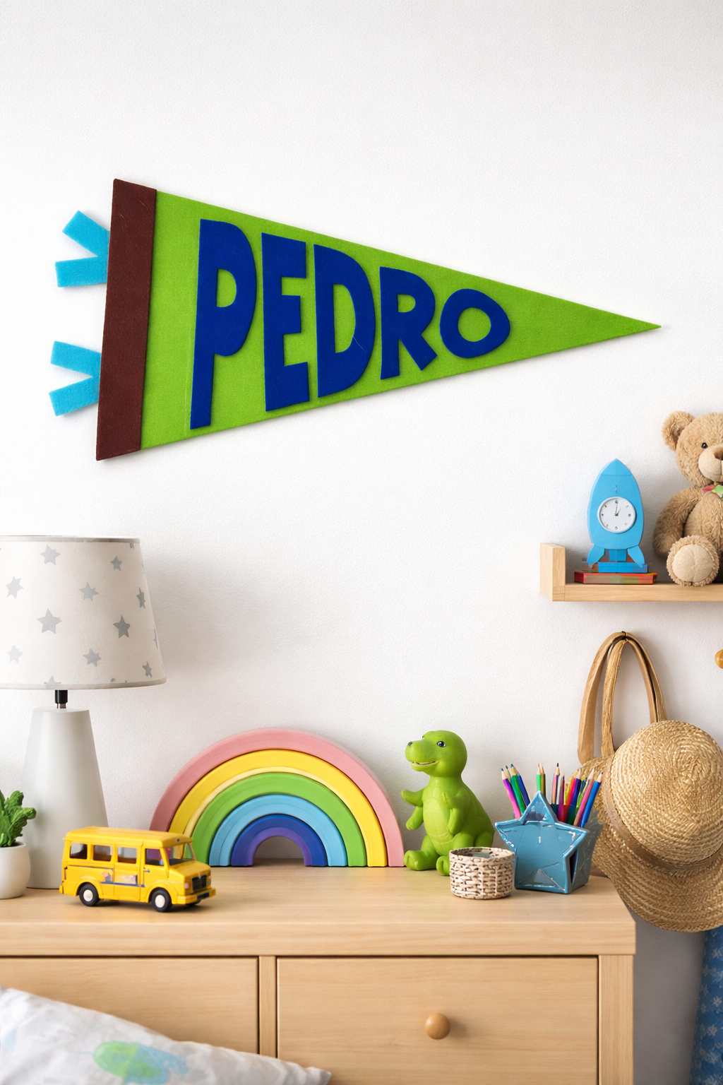 Banderín verde y azul